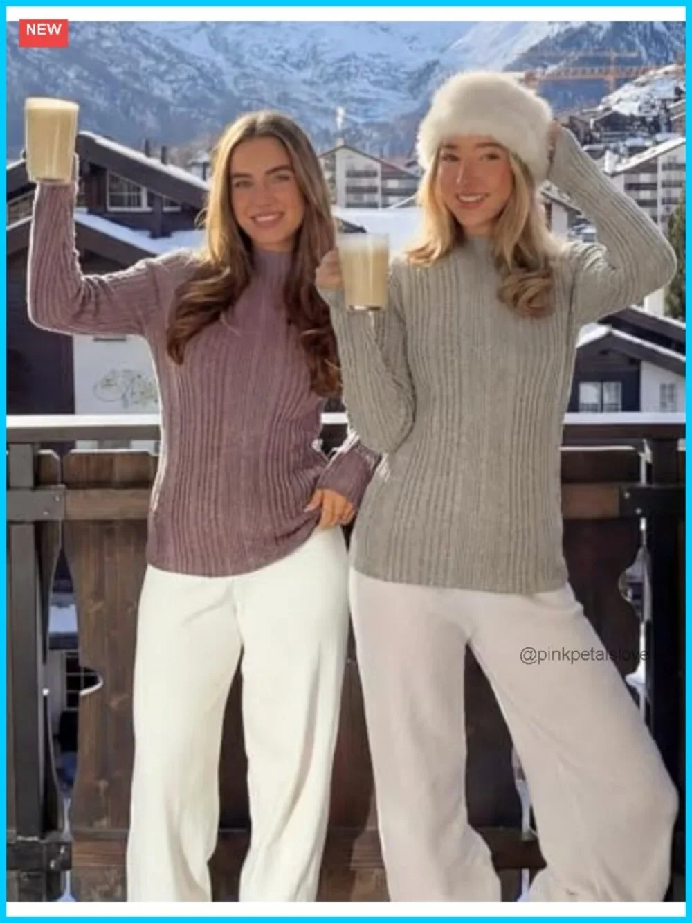Warm Fleece Sherpa Lined Mock Neck Knit Pullover Sweater